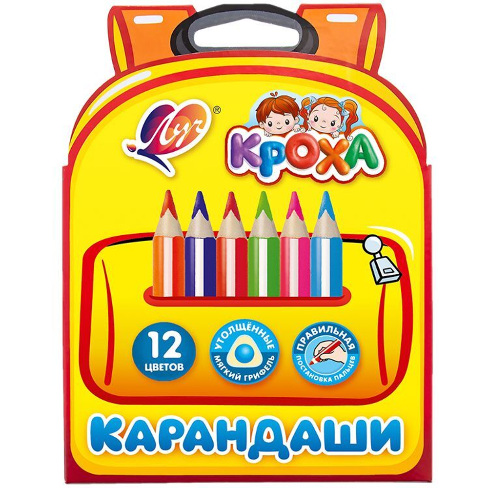 Карандаши цвет. Jumbo 12цв  Луч "Кроха", деревянные, трехгранные