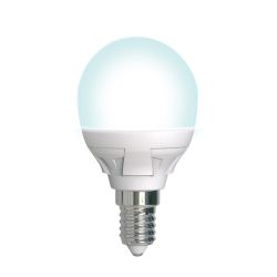 LED-G45 7W-4000K-E14-FR-DIM PLP01WH Лампа светодиодная. диммируемая. Форма шар. матовая. Серия Яркая. Белый свет 4000K. Картон. ТМ Uniel.