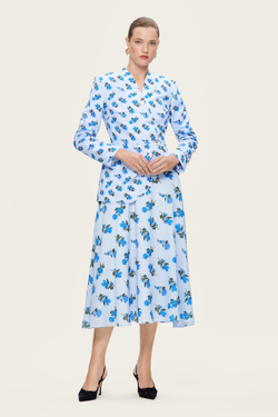 Голубая юбка-миди с цветочным принтом "Фелиция"