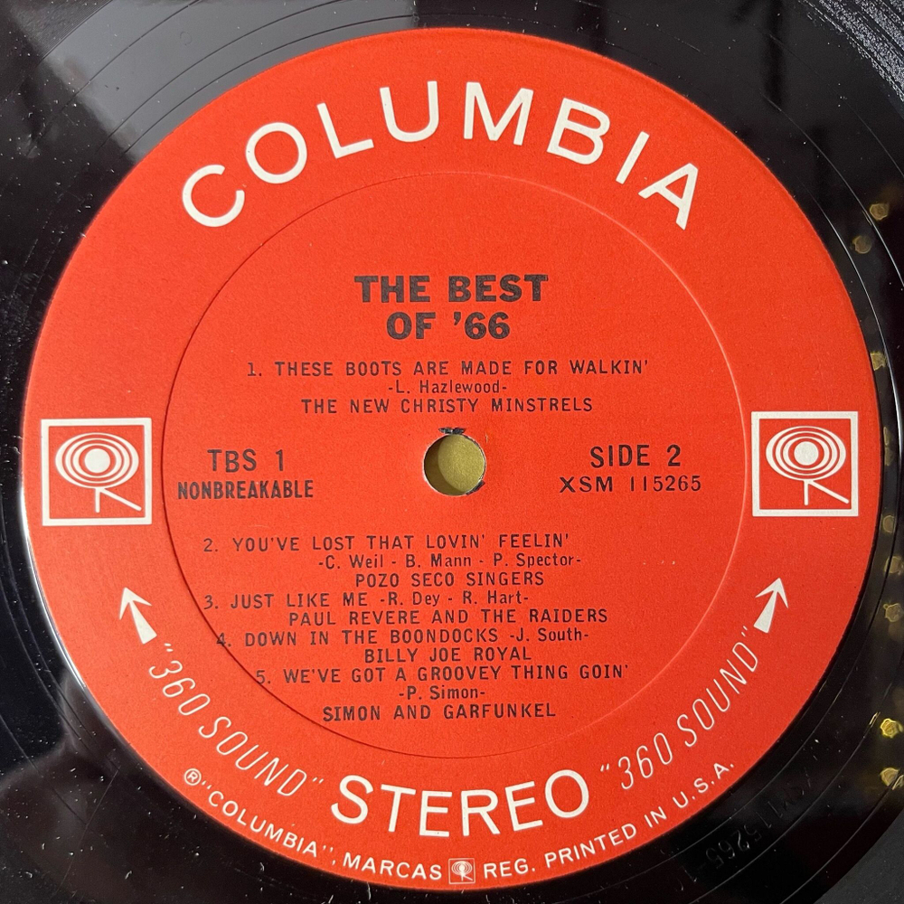 Винтажная виниловая пластинка LP Сборник The Best Of 66 Volume One (USA 1967) (Bob Dylan, The Byrds, Simon And Garfunkel)