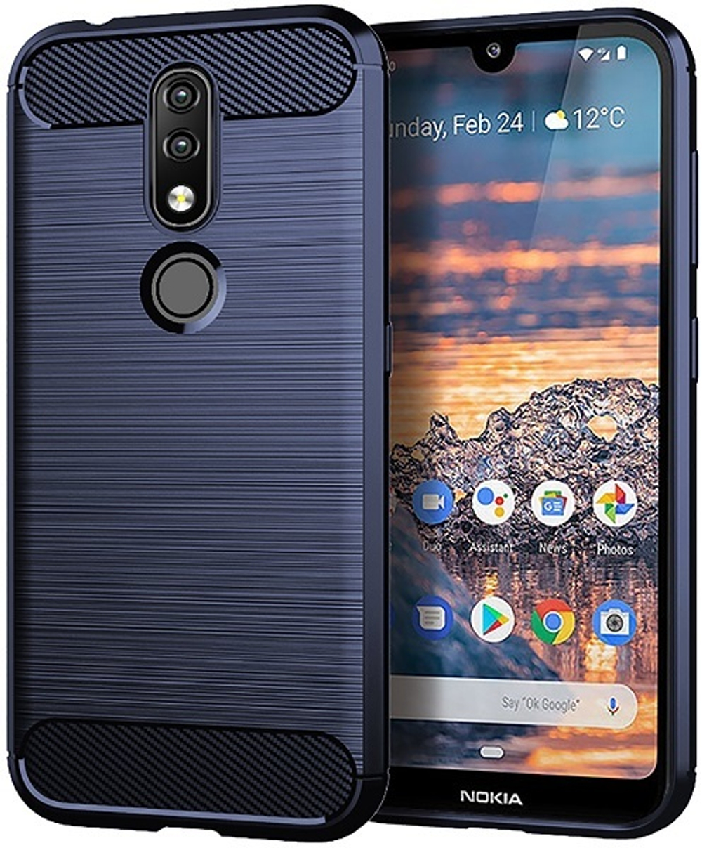 Чехол на Nokia 4.2 цвет Blue (синий), серия Carbon от Caseport