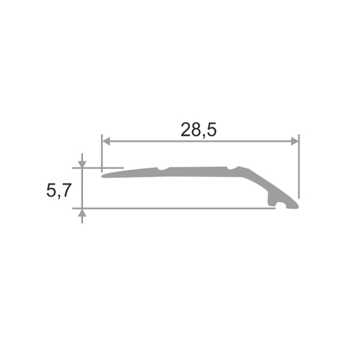 Алюминиевый порог для пола ПО-28х6 2700 мм