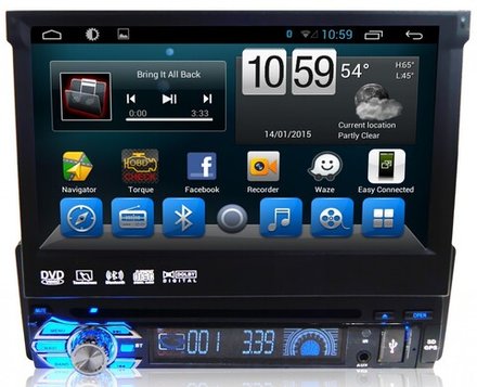 1DIN магнитола с выдвижным 7" экраном - Carmedia KR-7123-T8 на Android 9.0, 8-ЯДЕР, 2ГБ-32ГБ