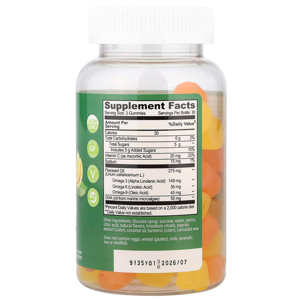 YumVs, омега с ДГК, жевательные таблетки, апельсин и лимон, 90 жевательных таблеток