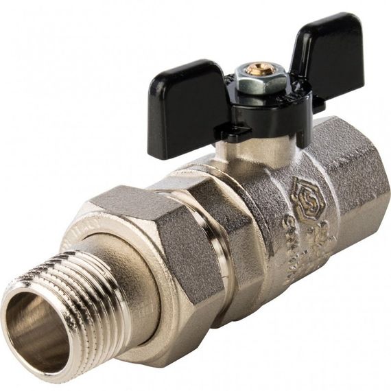 Кран шаровый со сгоном STOUT Н-В 1/2&quot; бабочка полнопроходной new 39413