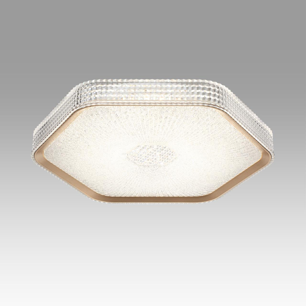 7746/48L PIKO LED SN 000 Светильник металл/пластик/прозрачный/золотистый LED 48Вт 3000-4000-6000K 425х385 IP20 пульт ДУ SPARKS