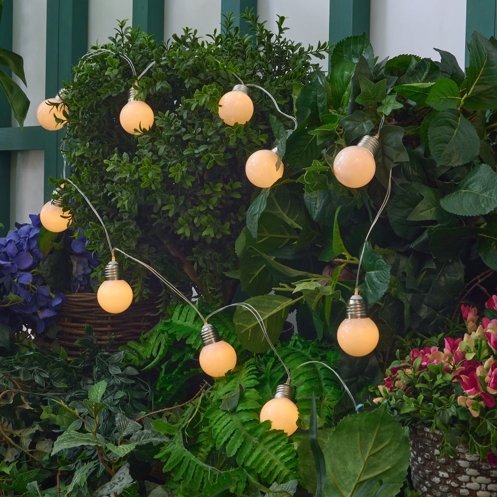 USL-S-126-PT1800 FROST BULBS Садовая гирлянда на солнечной батарее Матовые лампочки. 10 светодиодов. Теплый белый свет. 1xАА Ni-Mh аккумулятор в-к. IP44. TM Uniel
