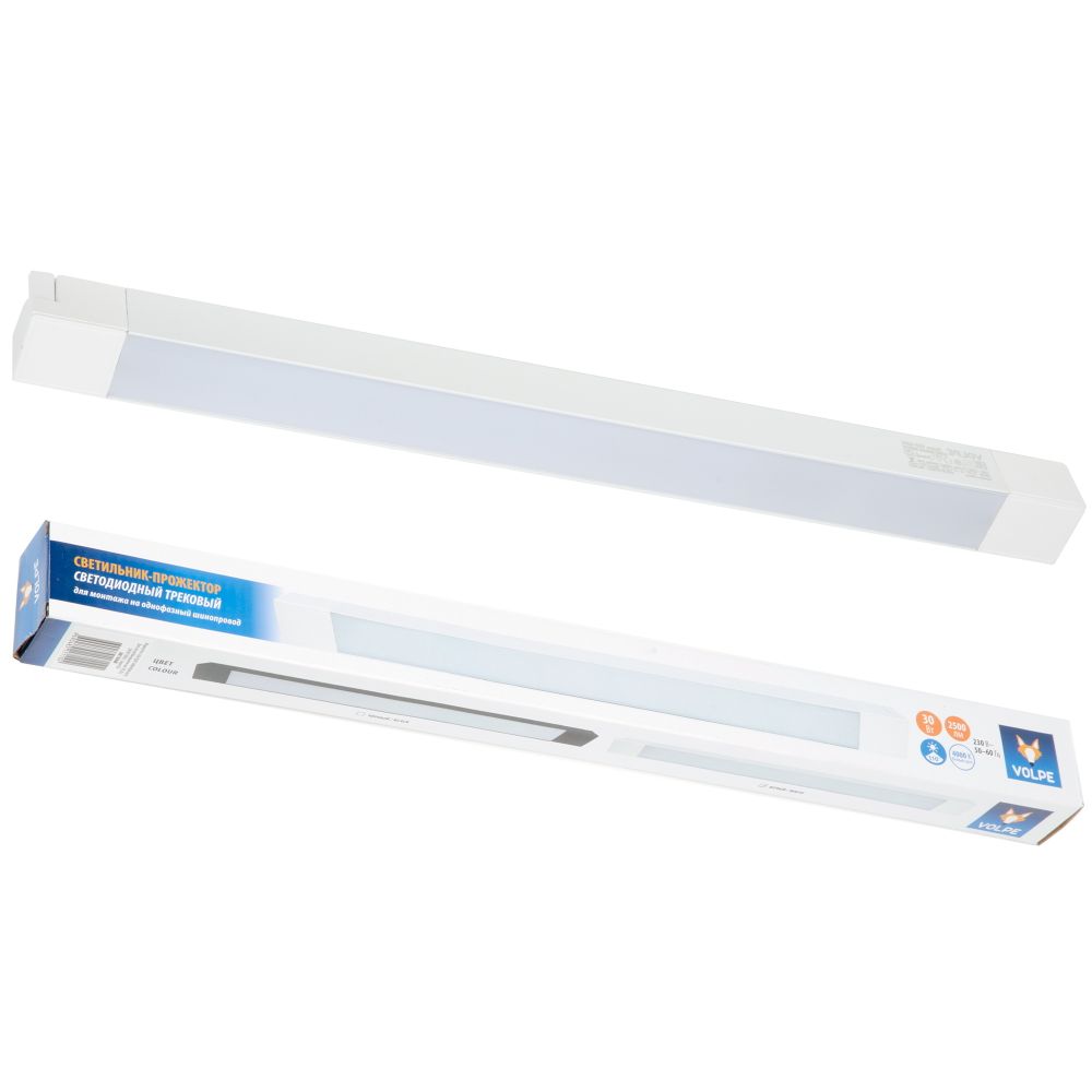 ULB-Q281 30W-4000K WHITE Светильник-прожектор светодиодный трековый. Линейный. 2500 Лм. Белый свет 4000К. Корпус белый. ТМ Volpe