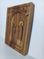 Освященная Икона Святые Петр и Февронья Муромские дуб 14х19