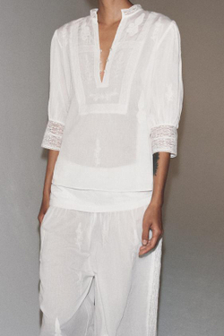 ZARA БЛУЗА С ВЫШИВКОЙ — ZW COLLECTION, ЭКРЮ