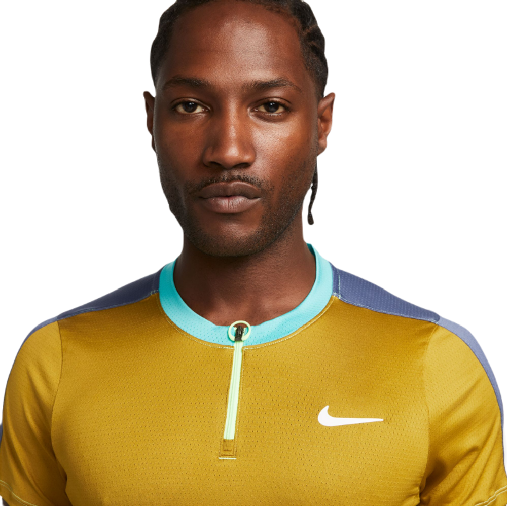 Теннисное поло Nike Court Dri-Fit Advantage Polo - bronzine/diffused blue/washed teal/white - Brown