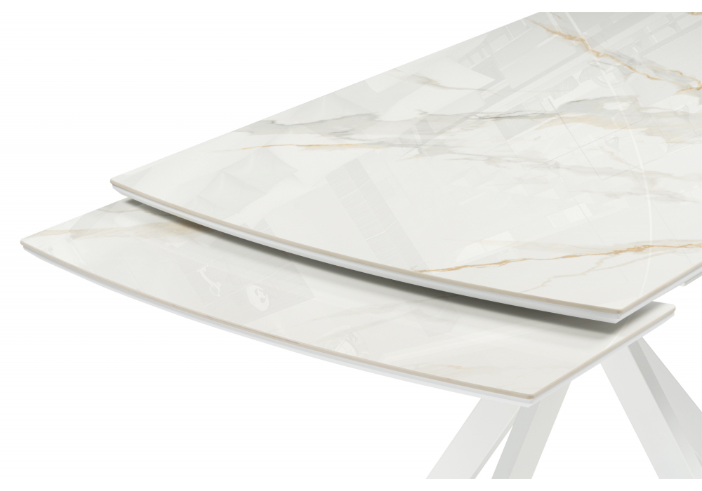 Керамический стол Woodville Катчел 120(180)x80 белая шагрень, белый, ножки белые