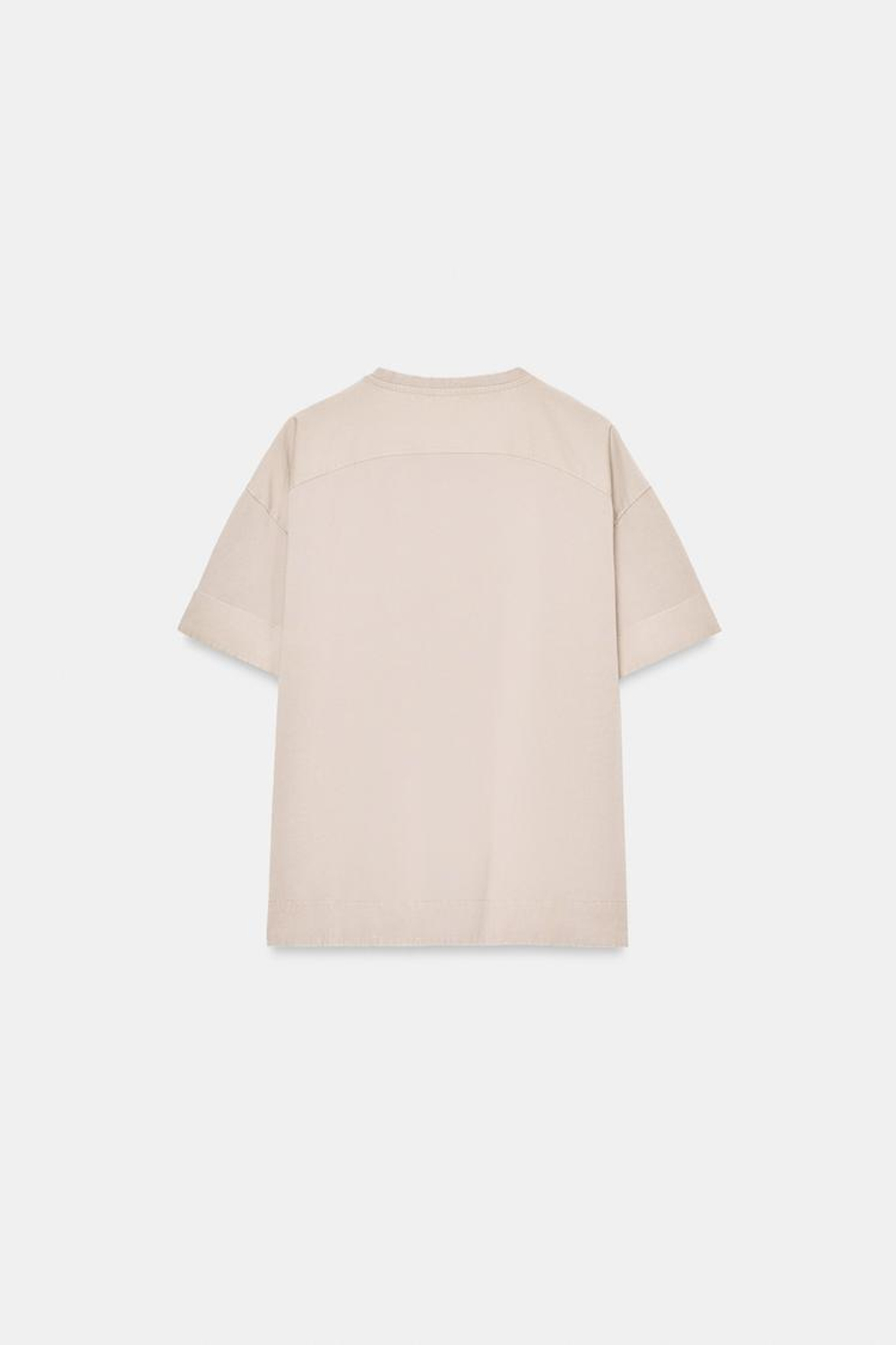 ZARA ФУТБОЛКА ИЗ ПЛОТНОГО ХЛОПКА С КОРОТКИМИ РУКАВАМИ, СВЕТЛЫЙ СЕРО-КОРИЧЕВЫЙ