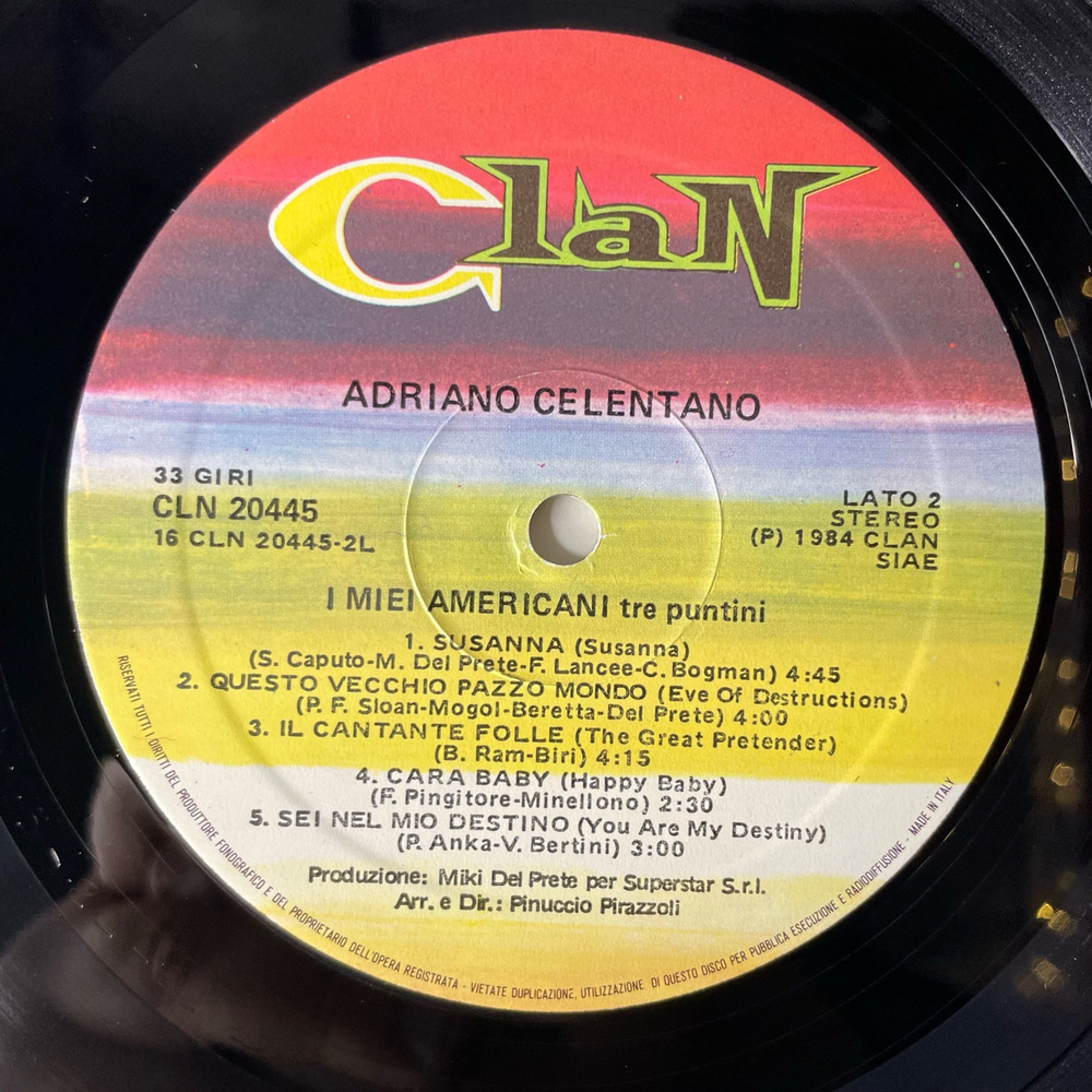Винтажная виниловая пластинка LP Адриано Челентано Adriano Celentano, I Miei Americani (Tre Puntini) (Италия 1984) Susanna
