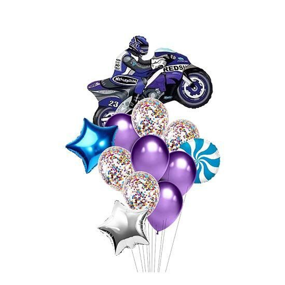 Композиция из шаров "Мотоцикл синий"