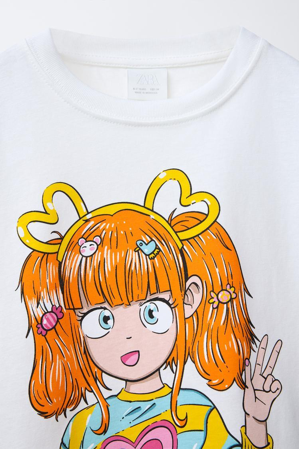 ZARA ФУТБОЛКА С ПРИНТОМ, БЕЛЫЙ