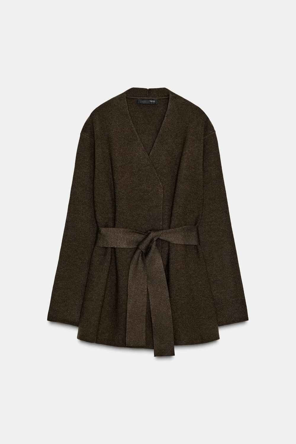 ZARA КАРДИГАН С ПОЯСОМ, КОРИЧНЕВЫЙ