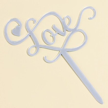 Топпер для торта "Love" серебряный