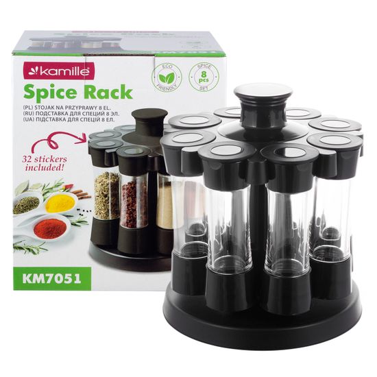 Набор ёмкостей для специй 8 шт. Kamille КМ-7051 на круглой подставке