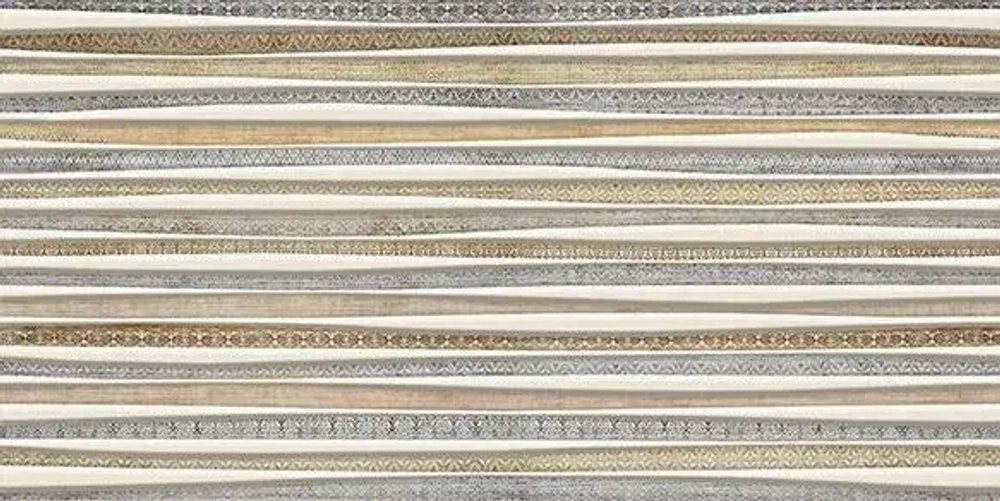 Настенная плитка ALMA Ceramica TWU09LRS74R Lorens 49.4x24.3 бежевая / коричневая глянцевая под полосы