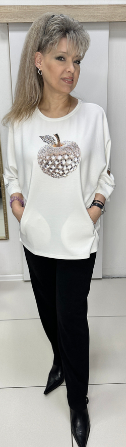 Блузон-джемпер со стразовым изображением "яблока"