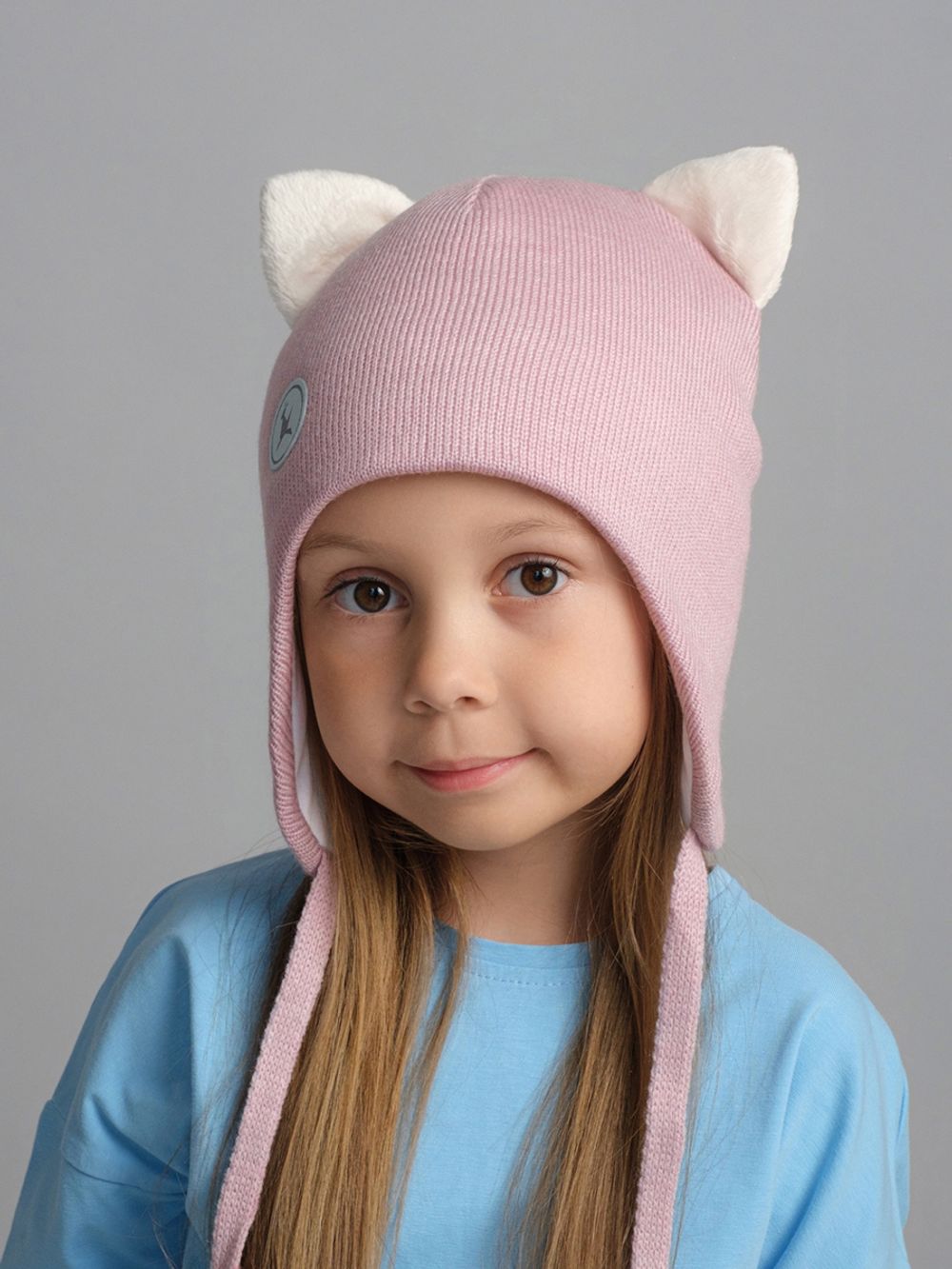 Шапка зимняя вязаная (Нежная роза) КИС*
