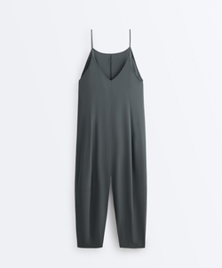 OYSHO Широкий длинный комбинезон Light Touch, серый стальной