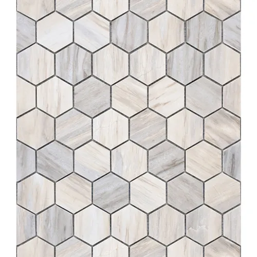 Мозаика из натурального камня Nuvola Rosato POL hex 23x40x6 Pietrine Hexagonal белый