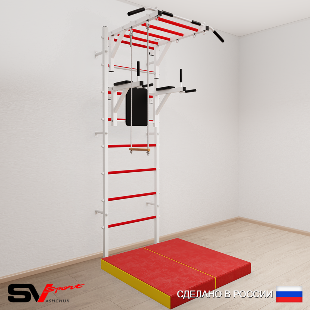 Шведская стенка Sv Sport 5434 (Турник рукоход/Брусья/Трапеция/Мат 1м)