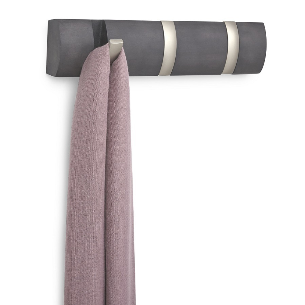 Настенная вешалка Flip 3 крючка дерево/никель