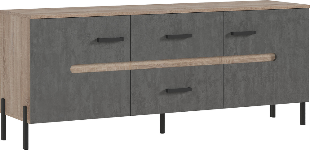 Тумба для ТВ Ким (металл), Бетон темный, Сонома