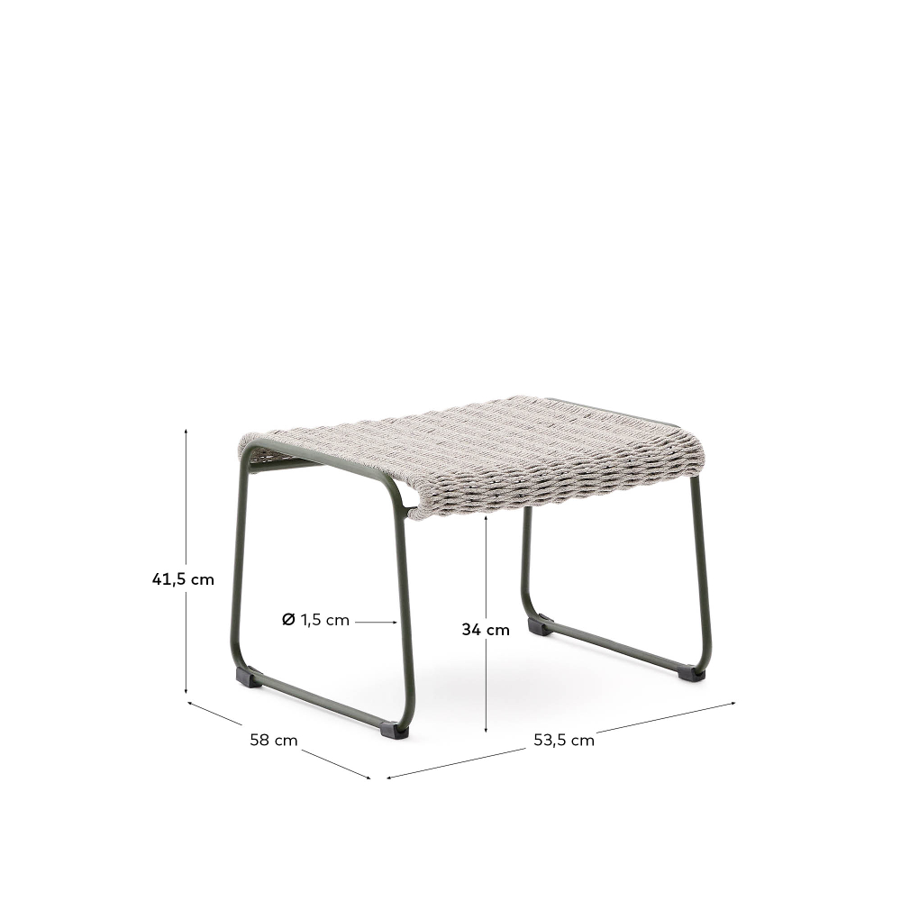 Подставка для ног Maurina из зеленой стали и серо-бежевым шнуром