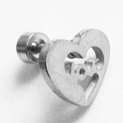 Серьга гвоздик "Сердце" (6мм) для пирсинга ушей. Медицинская сталь. Цена за 1 штуку.