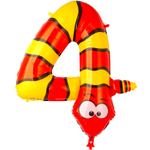 Шар Фольгированный Цифра 4 Змея (Ассорти)