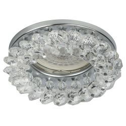 Светильник встраиваемый декоративный ЭРА DK16 CH/WH под лампу MR16 GU5.3 декор с хрусталиками прозрачный/хром | Декоративные встраиваемые светильники