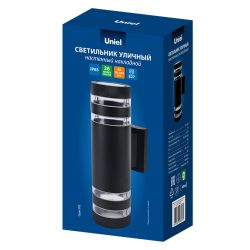 UUL-S20A 2x60W-E27 IP65 BLACK Светильник уличный. под две лампы Е27. Архитектурный накладной. Корпус черный. TM Uniel