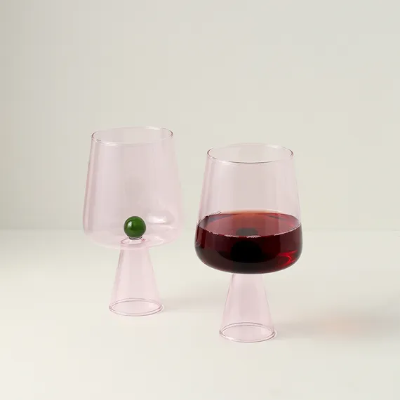 Набор бокалов для вина orb, 400 мл, розовый/зеленый, 2 шт.
