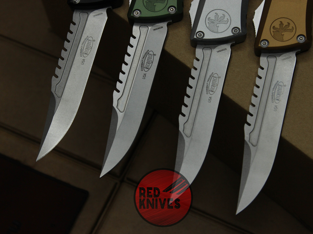 Нож Microtech Troodon 3 BOWIE Gray - рукоять серый алюминий