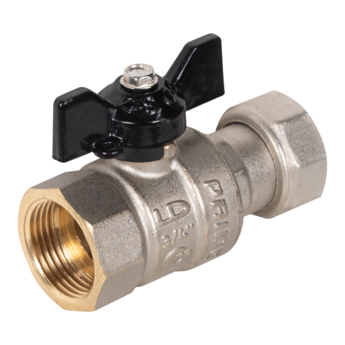 Кран шаровой латунный LD Pride 47.20.В-НкГк.Б Ду 20 Ру 40 с накидной гайкой (бабочка с биркой)