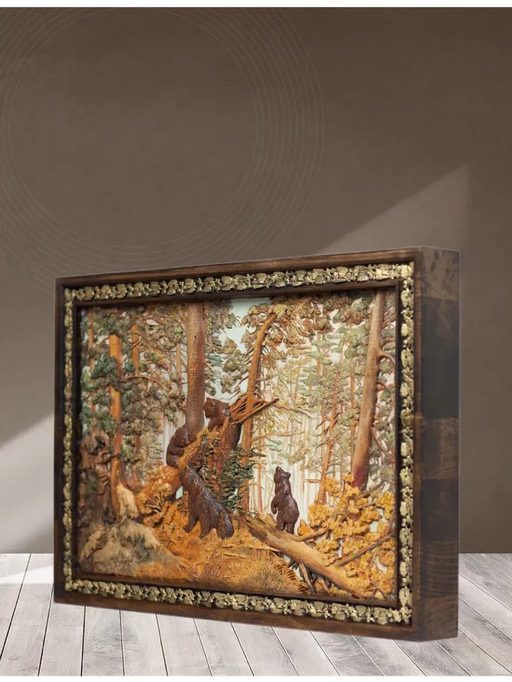 Картина деревянная "Утро в сосновом бору"