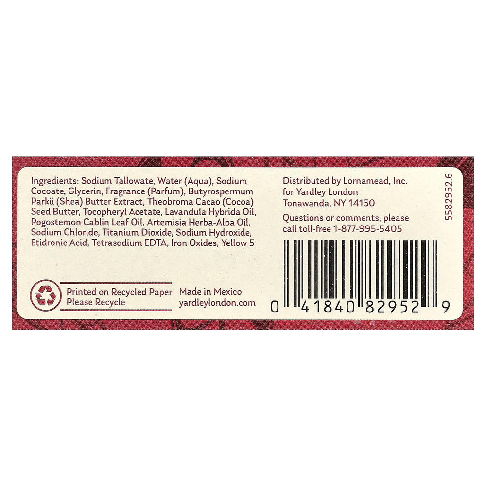 Yardley London, питательный мыло для ванны, какао-масло, 113 г (4 унции)