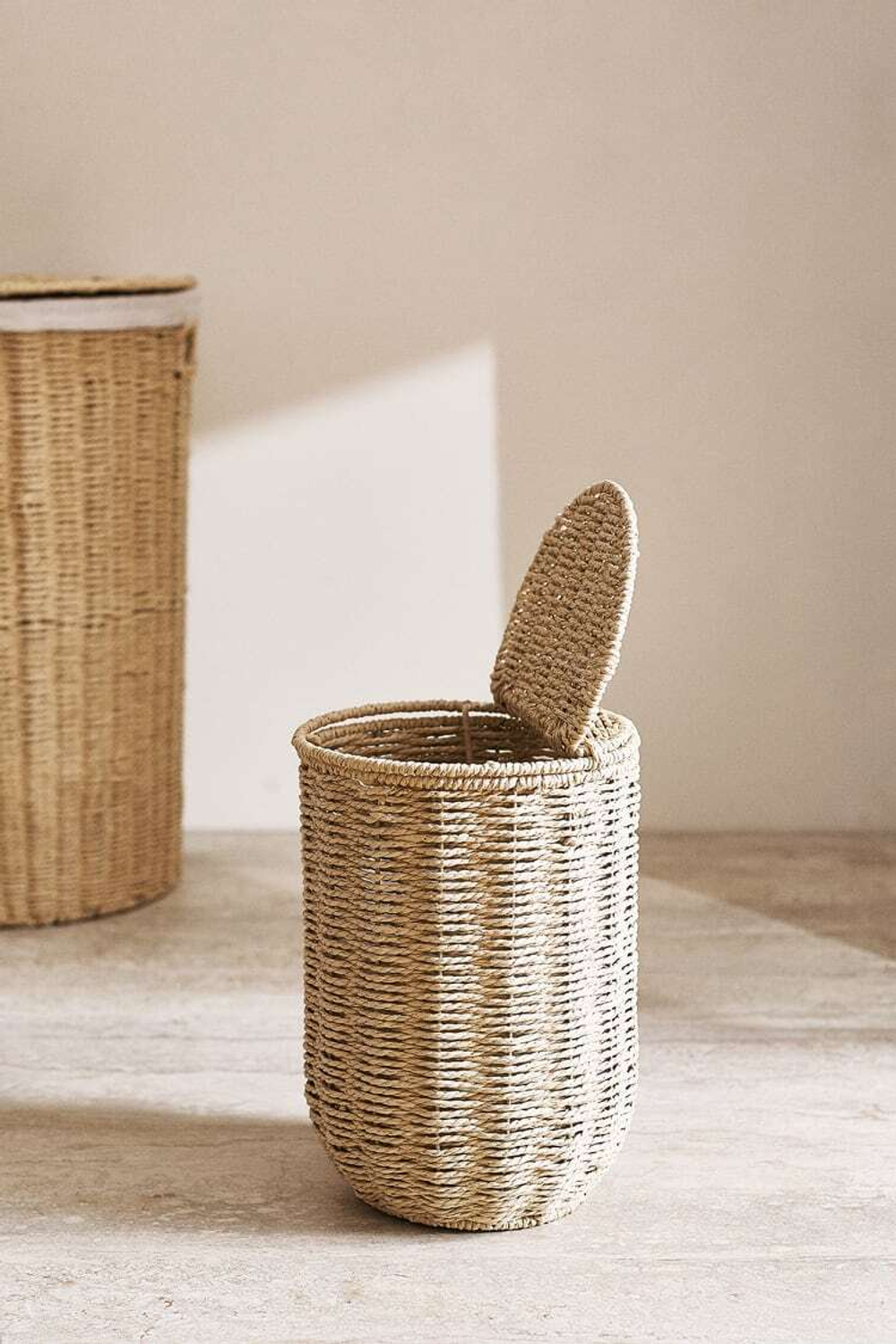 ZARA HOME КОРЗИНА ДЛЯ БУМАГ СО СЪЕМНОЙ КРЫШКОЙ, СВЕТЛО-БЕЖЕВЫЙ