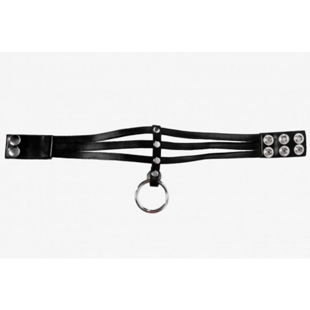 Short Чокер из экокожи с двумя кольцами 32-38 см