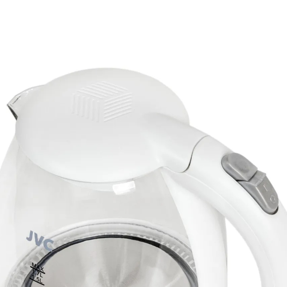 Чайник электрический JVC, JK-KE1514, бел, 1.7 л, 2200 Вт, ск нагр элем, стекло