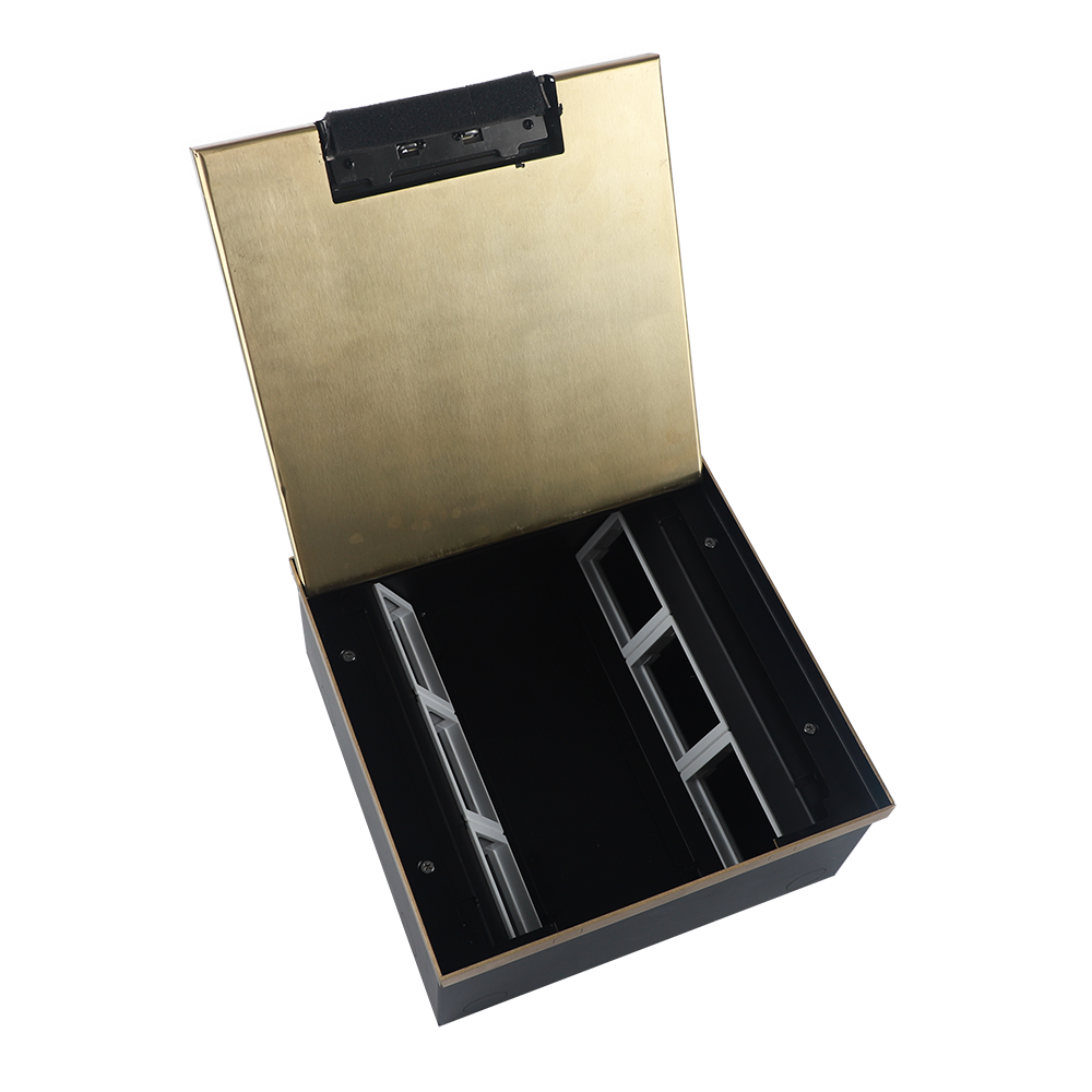 Лючок в пол 18 мод. (6 мод. 45х45 мм. + 6 мод. 22.5х45 мм.) верт. установка,  латунь