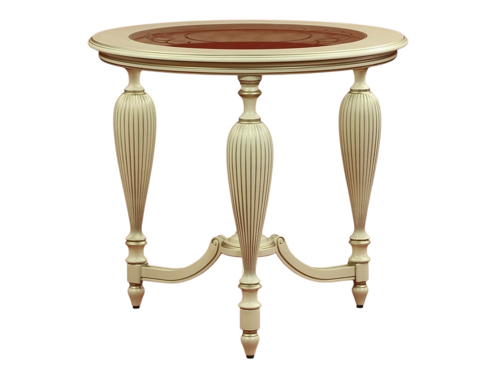 АЛЬТ-91-21 Стол кофейный с вклад. стекл. столешницей Ø830 h=770