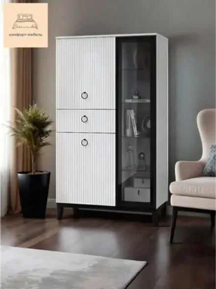 Шкаф-витрина стеклянный в гостиную 90,2х45,1х160 см Шарлиз