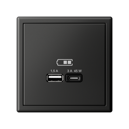 Розетка USB ArtGallery тип A+C 45Вт QC PD высокоскор. ЗУ механизм базальт SE GAL001429