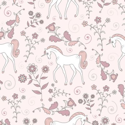 Floral seamless texture with unicorns/ Цветочная текстура с единорогами