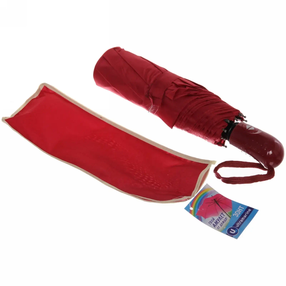 Зонт женский автомат «Ultramarine - Афина», цвет красный, d-96, длина в слож. виде 28 см